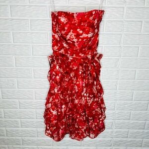 WHITE HOUSE BLACK MARKET WHBM NWT Floral Ruffle Dress with Tie Belt Size 6